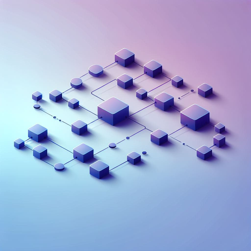 Connected boxes representing AI development